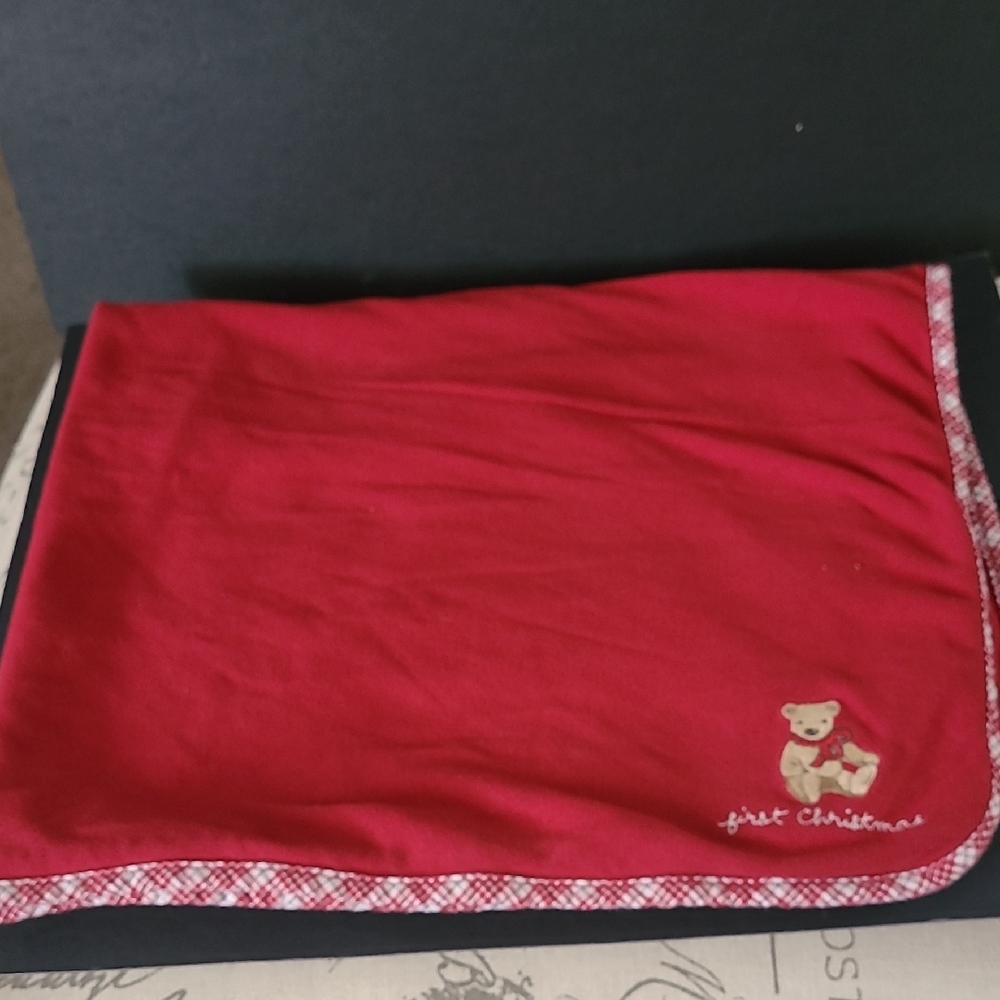 Janie and Jack Vibrant Red Baby 1st Christmas Baby Blanket